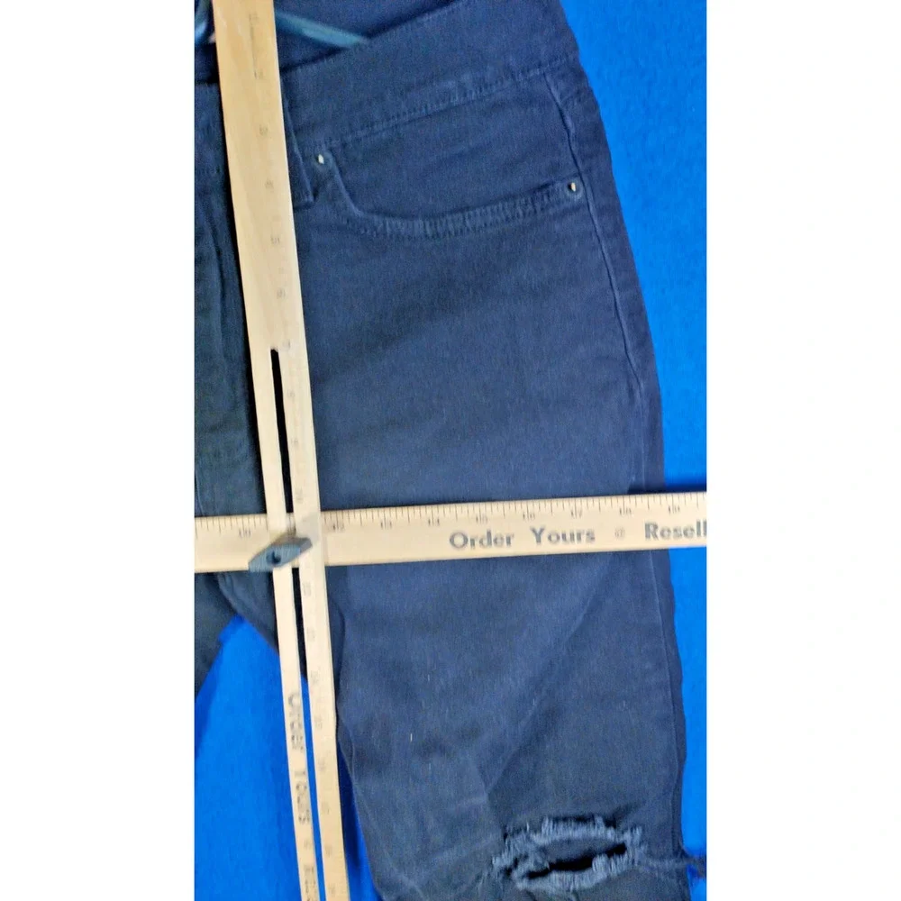 Golden Black Skinny Jeans Women Size 30 Yellow Floral Rose Embroidery Zipper - Picture 10 of 13